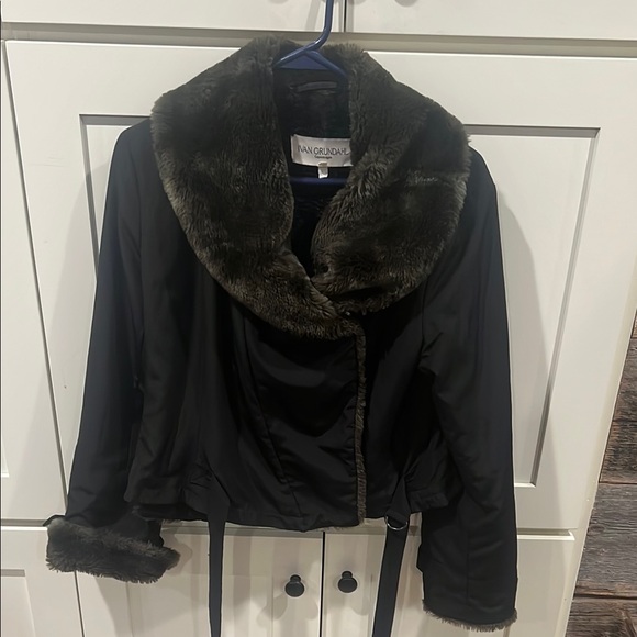 ivan grundahl Jackets & Blazers - Ivan Grundahl Black Faux Fur Trim Jacket